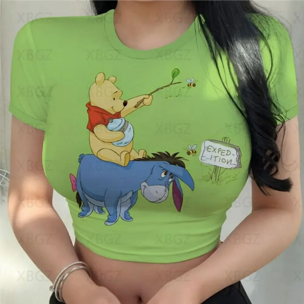 Winnie Pooh Crop Top Sexy Y2k vestiti stampa Vintage moda donna camicette 2022 Cool T Shirt donna Disney Kawaii Fashion Top 3XL