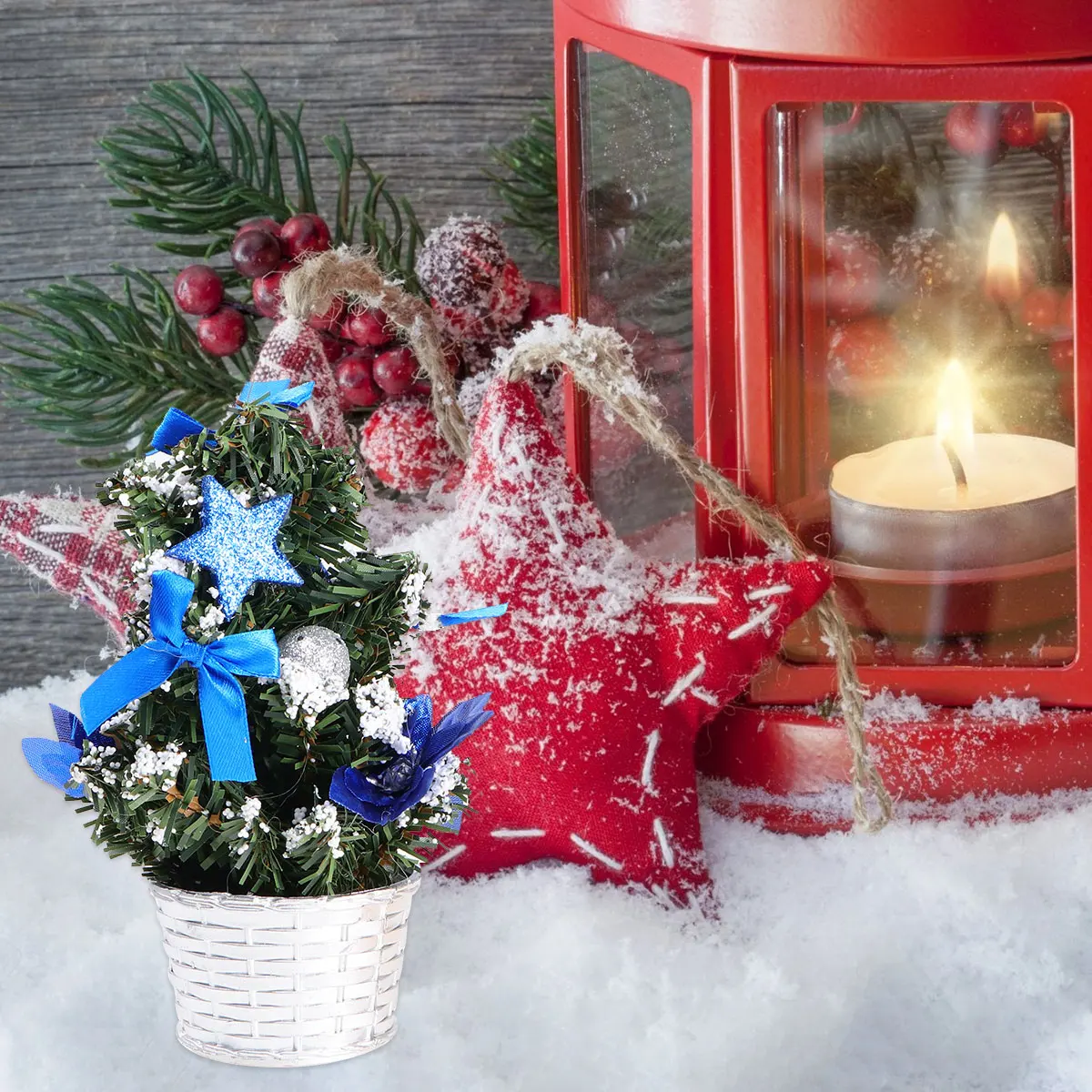 

2pcs Christmas Mini Xmas Tree Desktop Tree Decor Xmas Table Decor Christmas Ornament For Home Office Store 20Cm Blue Golden