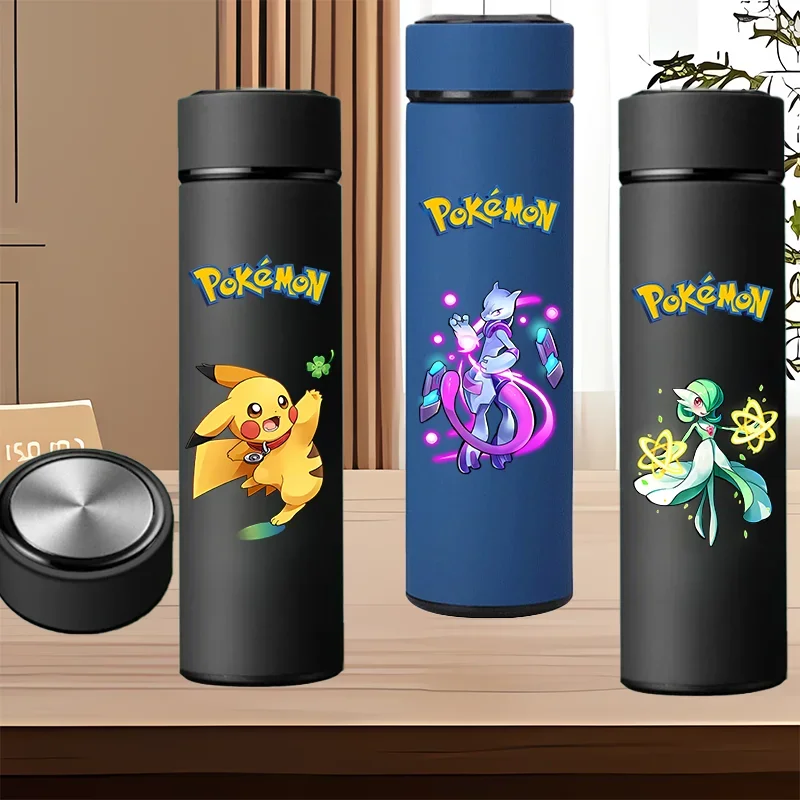 Pokemon 500ML Large Capacity Letter Stainless Steel Cup Child Thermos Bottle Adult Outdoor Portable Cup Anime Peripheral Gift