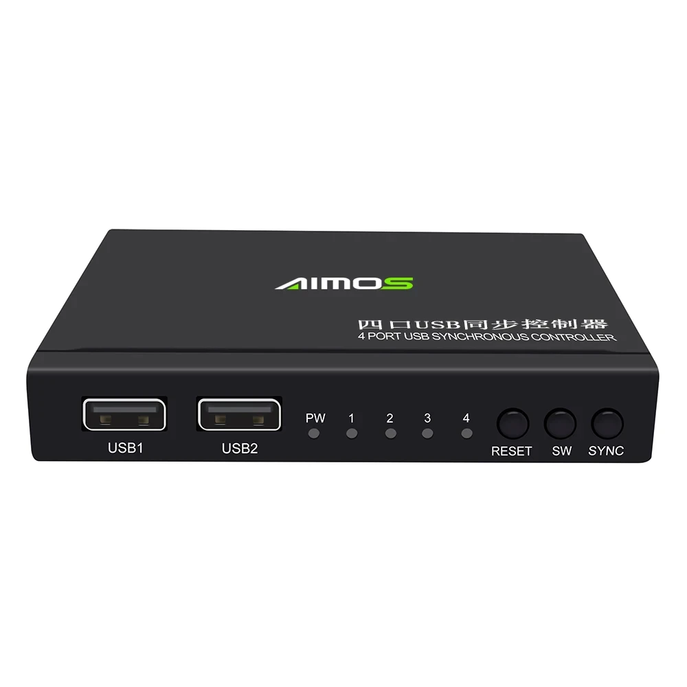 Imagem -06 - Aimos-usb Sincronizador com Portas Teclado de Liga de Alumínio e Mouse Controlador Síncrono Kvm Switcher Ampla Compatibilidade Am-km402