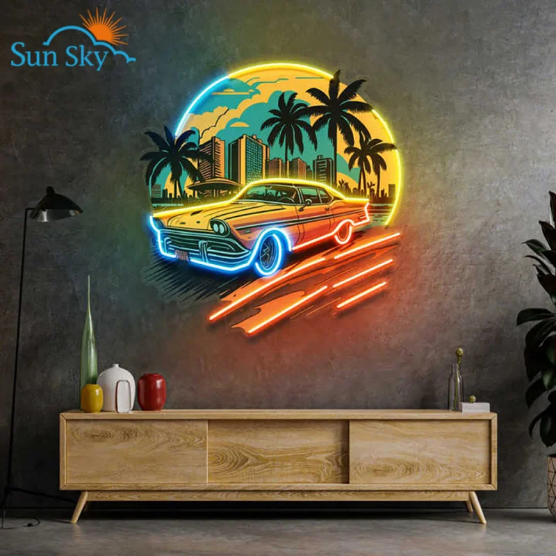 custom.Design Custom Led Car Artwork Neon Sign Acrylic Business Signs 3D Printed Neon Lights Indoor Decor