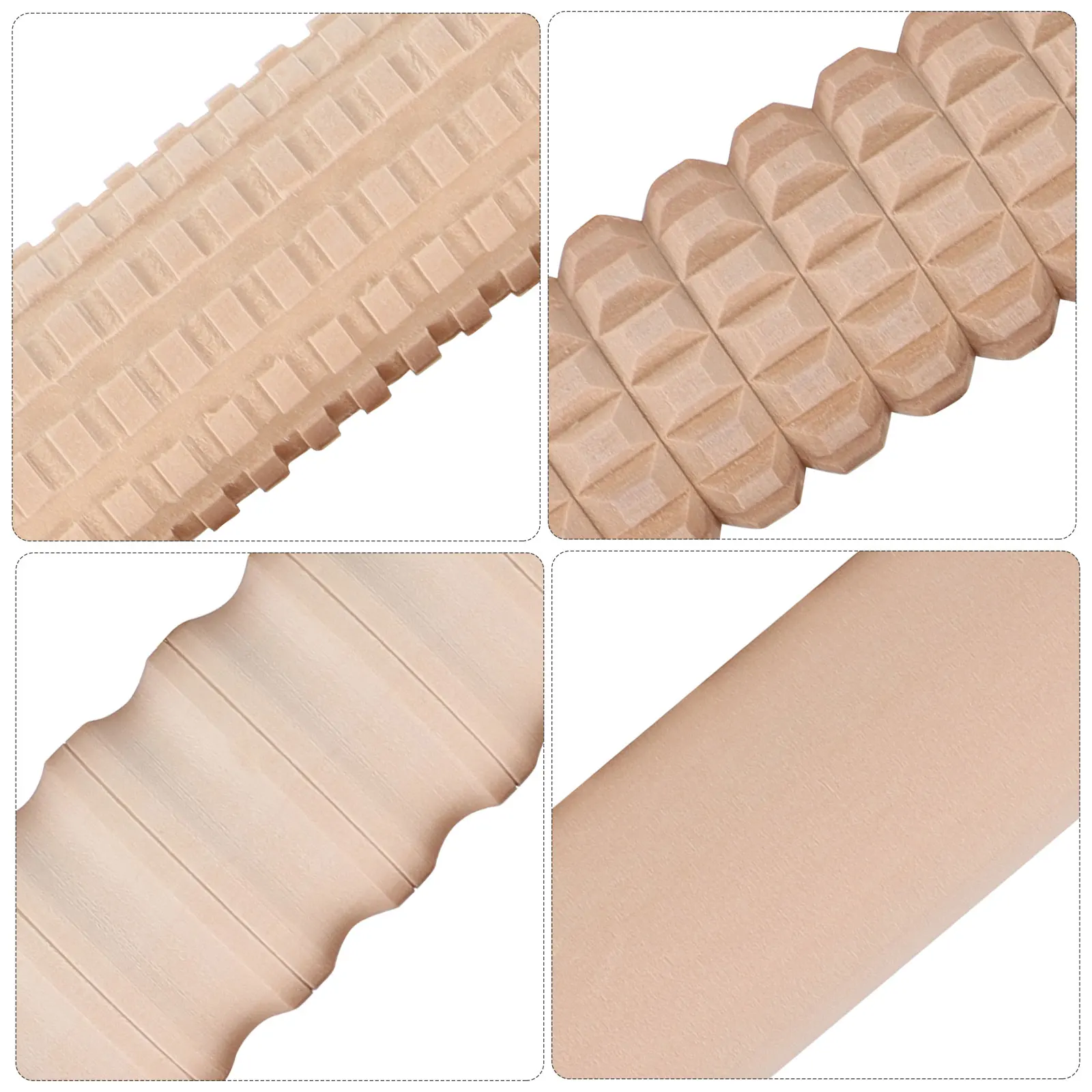 

4pcs Creative Embossing Rolling Sticks Wooden Baking Tools For Fondant Cake Decorations Dough Roller Kitchen Use Early Education