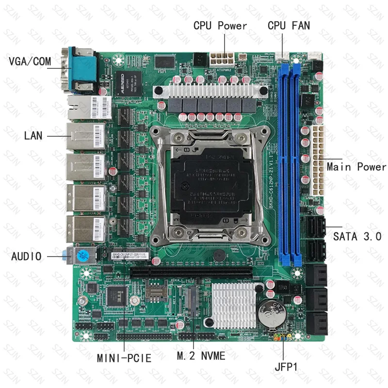 Home Nas X99 Scheda Madre C612 Chip LGA2011-3 per NAS Router Sever 6x2.5GbE I226 10xSATA Supporto Raid Xeon E5-V3 V4