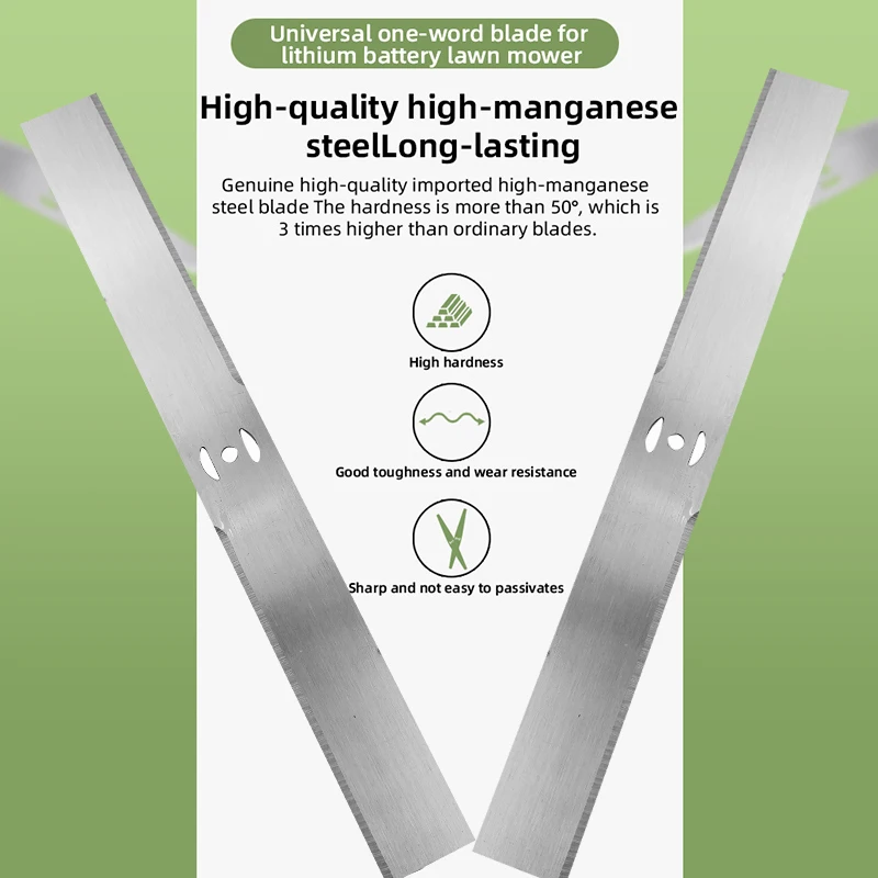 11.8-Inch Straight Lawn Mower Blade, Mounting Hole M5, with 3 Accessories, Made of Thickened Manganese Steel for Greater Durability