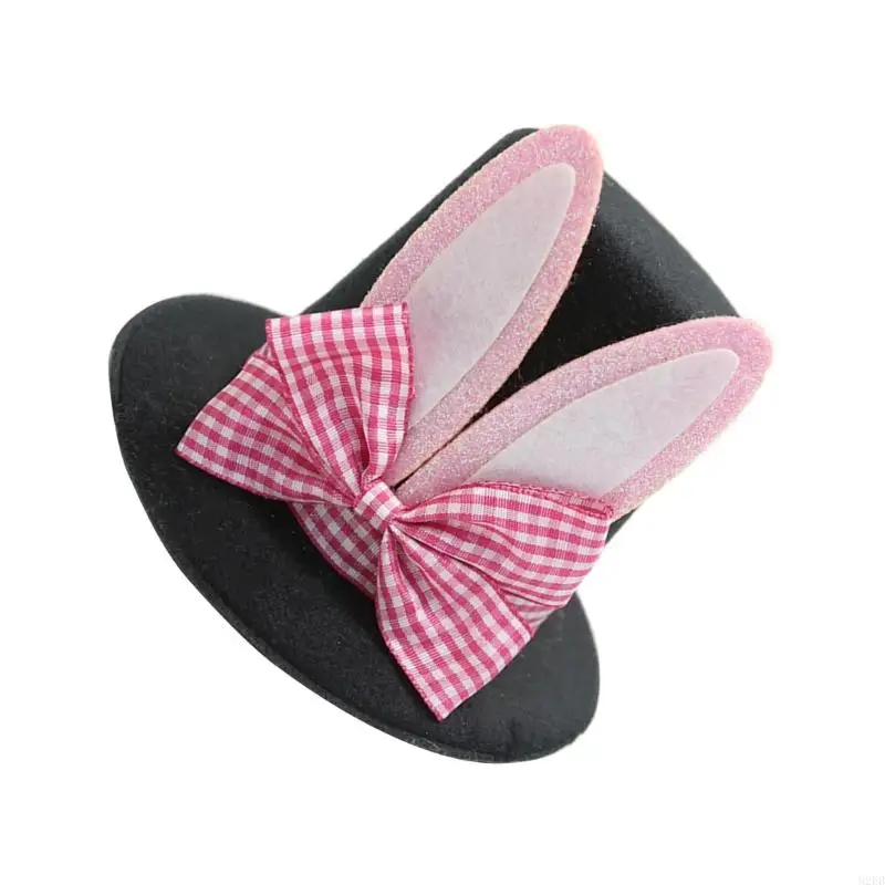 2025 New Easter Festival Flat Top Hat Hair Clip with Mini Bowknot Hat Hair Clip Easter Holiday Celebration