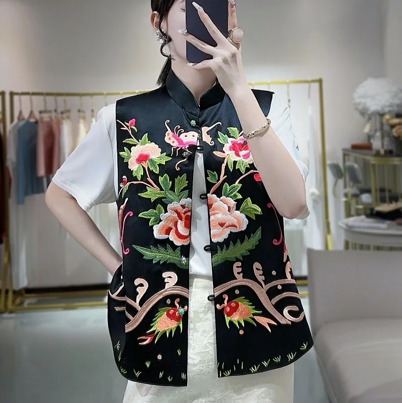 

Festival New Year Embroidery Traditional Women Acetate Vest