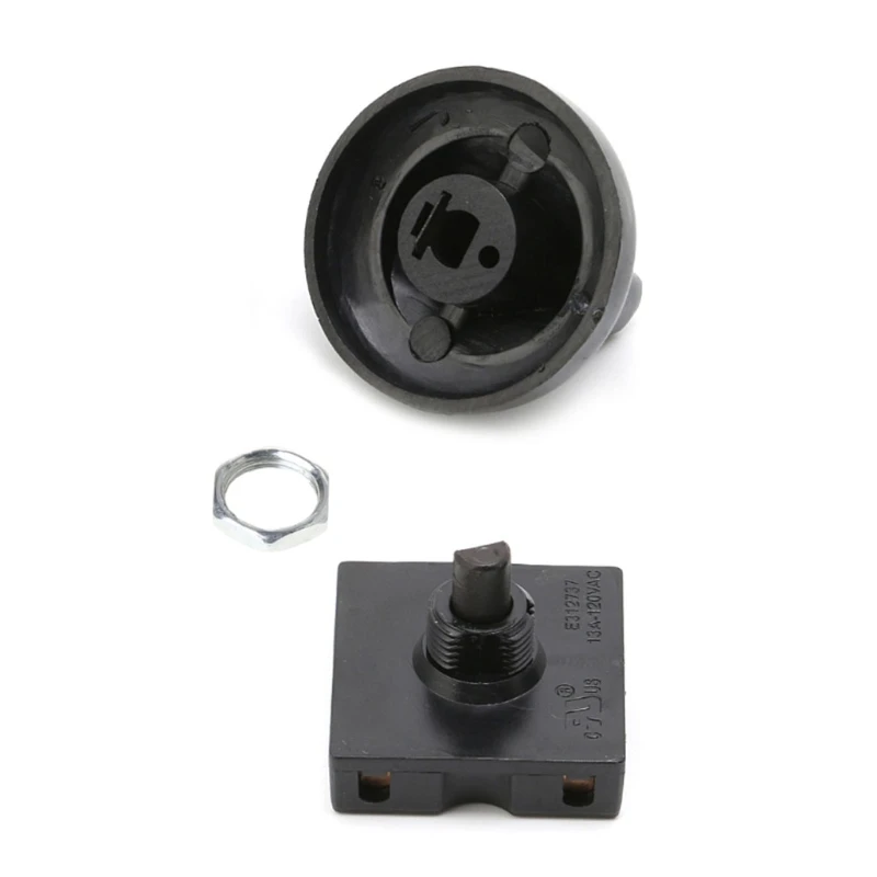 Fan Selector Rotary Switch with Black Control Knobs 4-Position 3-Speed Square Fan Heater Speed Selector 13AMP 120V-250V