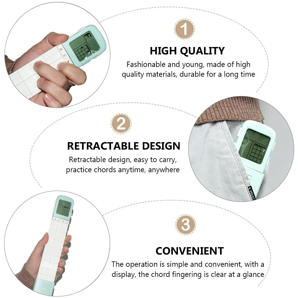 

1Pcs Portable Chord Practice Tool for Ukulele High Quality ABS Material Durable Display Screen Easy Learning Chord Training