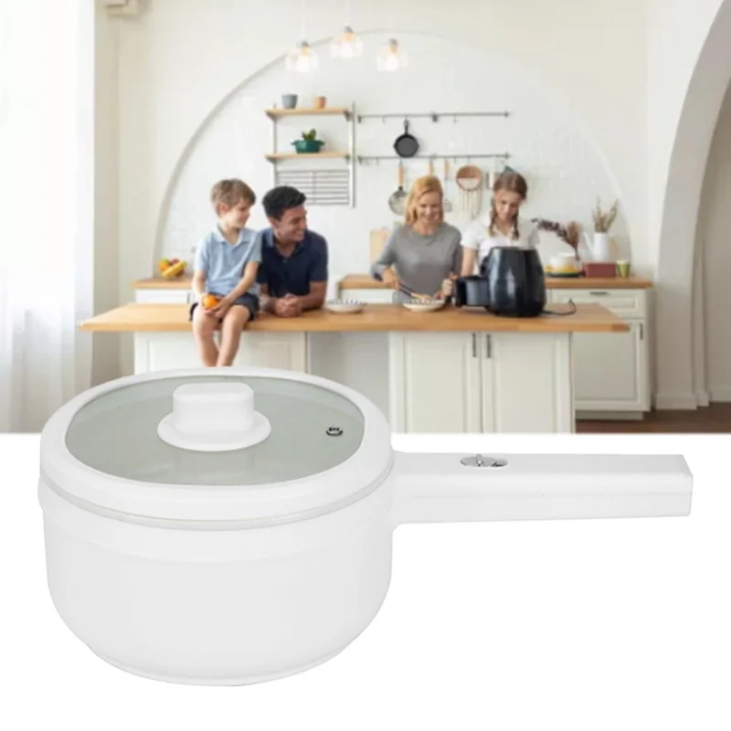 Multifunctional Electric Hot Pot Transparent Lid Smart Mini Cooker White For Dormitory Kitchen Use view 2