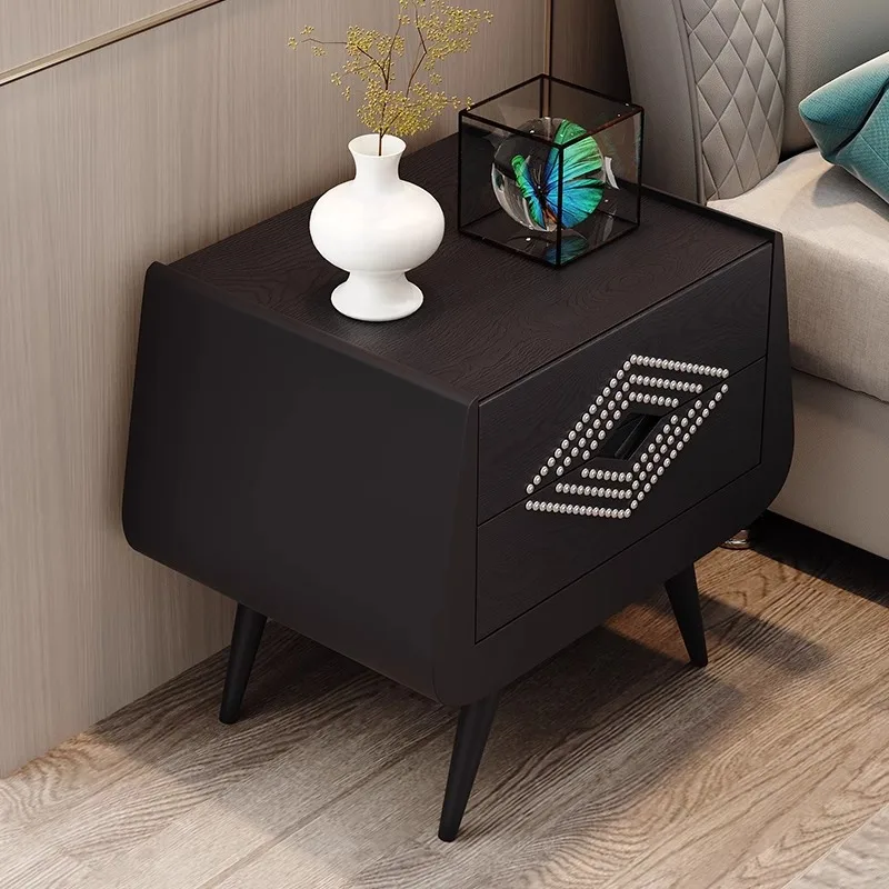 Italian light luxury bedside table household bedroom solid wood locker #4