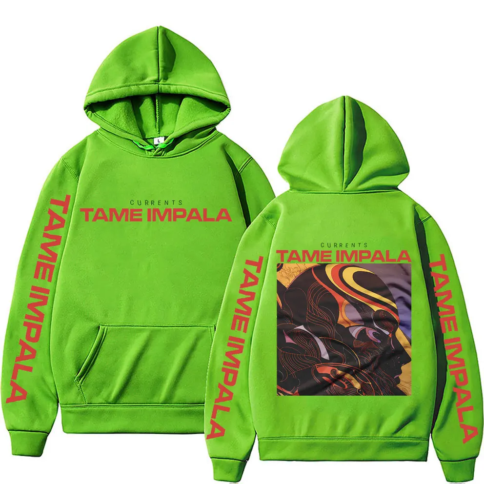 Tame Impala-Hoodie polar para homens e mulheres, impressão dupla face, moletom casual solto, moletom de algodão, streetwear Gothic Rock, moletom masculino