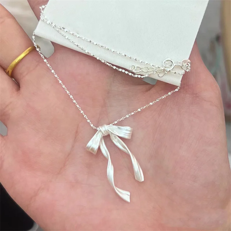 

LATS Exquisite Clavicle Chain Elegant Scrub Bow Pendant Necklace for Women Girls Temperament Collar Choker Fashion Jewelry