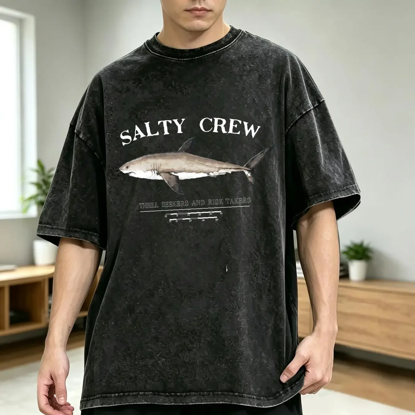 washed T Shirt Salty Crew Men's Bruce Standard Long Sleeve in Charcoal Heather or short sleeves vintage Washed