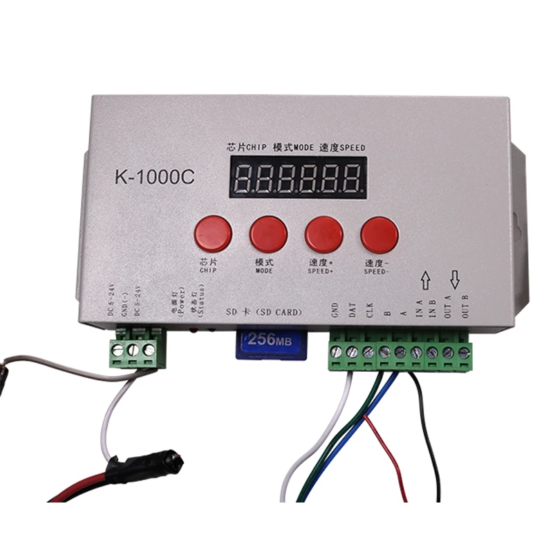 K1000c Programmable SD Card Led Pixel Digital Controller 2048 Pixels Remote Control 6A