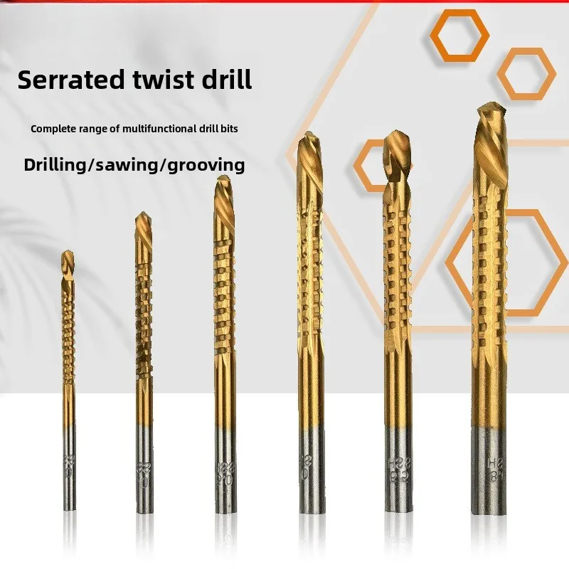 Hand Drill Twist Latte Saw Tooth Drill Bit Model Multi-function Grooving Woodworking Sawing One Multi-purpose Punching Opening