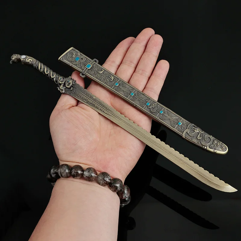 28cm/11.02in Fengshens Yanyi Filme Arma Periférica Modelo Deng Chan Yu Espada de Metal com Bainha Brinquedo Artesanato para Presentes de Meninos