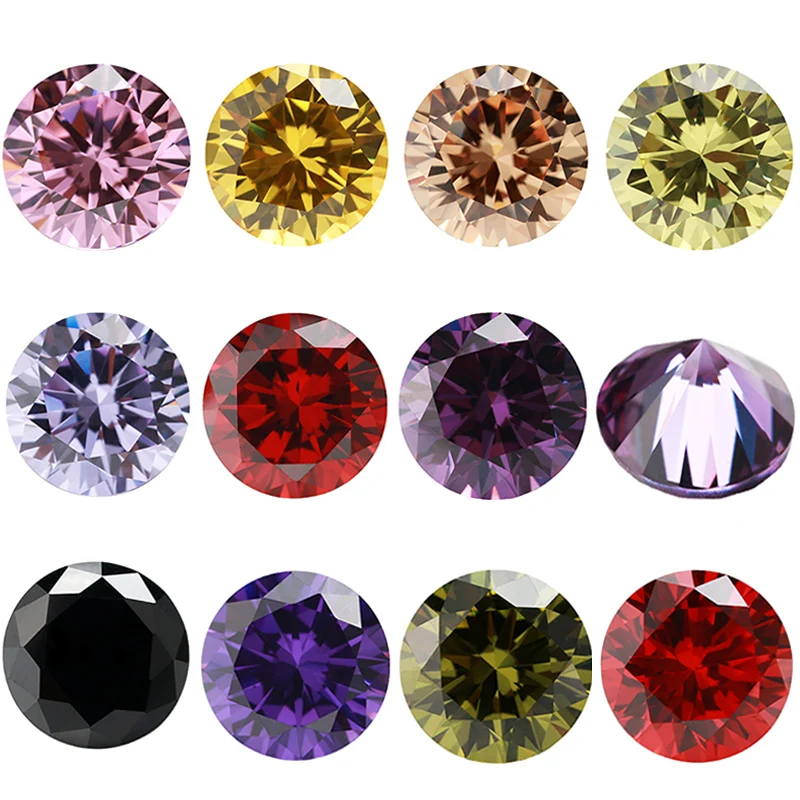 20pcs Size 4.0mm~12.0mm 5A Round Cut Multi Various Color Cubic Zirconia Stone Loose CZ Synthetic Gemstone For Jewelry Making