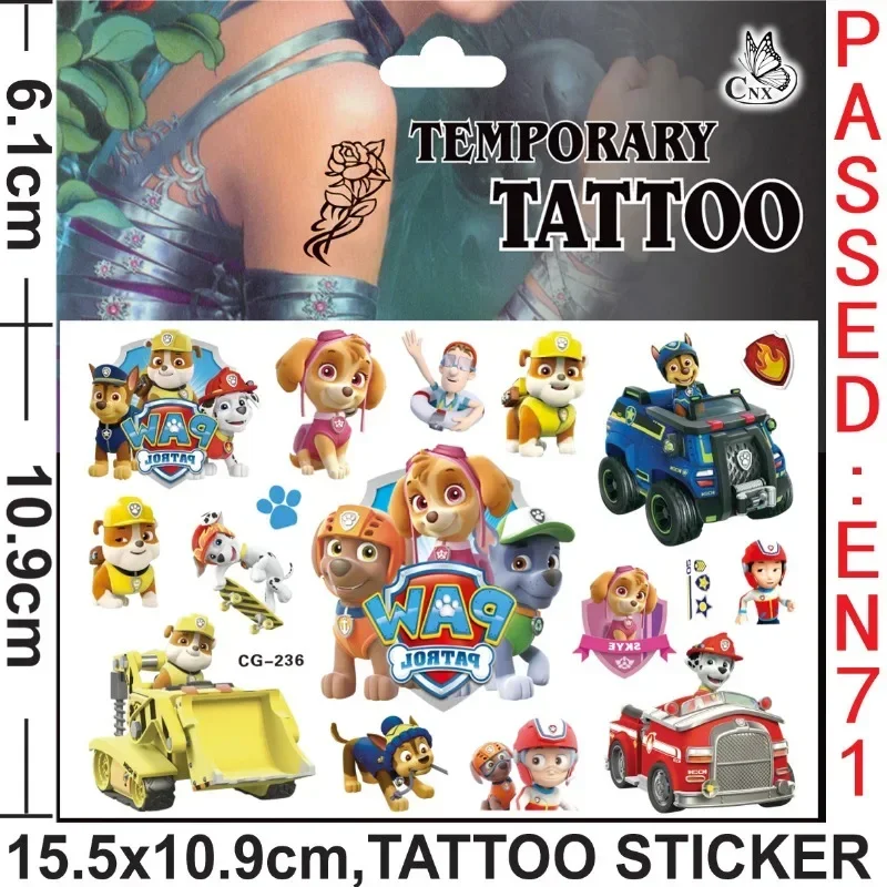 PAW Patrol Cartoons Tattoo Stickers Skye Chase Rocky Anime Peripherals Children Birthday Partys Sticker Classic Toys Kids Gifts