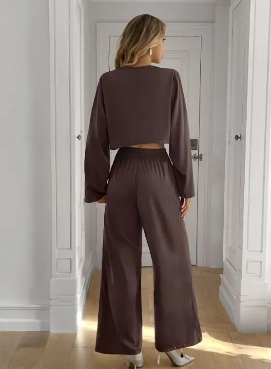 

2025 Women's Two Piece Autumn/winter Latest Hot Selling Vacation Long Sleeved T-Shirt Long Pants Two-Piece Set Women's Clothing