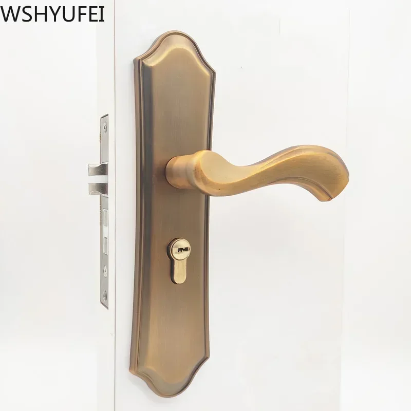 Aluminum Alloy Door Locks Continental Bedroom Minimalist Interior Door Handle Lock Cylinder Security Mute Door Lock Household