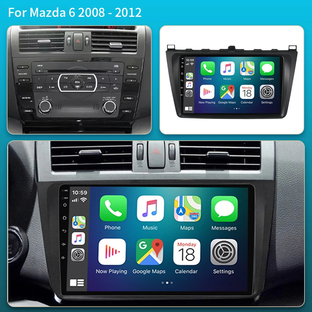 Autoradio Android 16 para Mazda 6 GH 2008 - 2012 Carplay Navigazione Multimedi unidad principal pantalla DVD GPS No DSP 2Din Dash Cam 5G