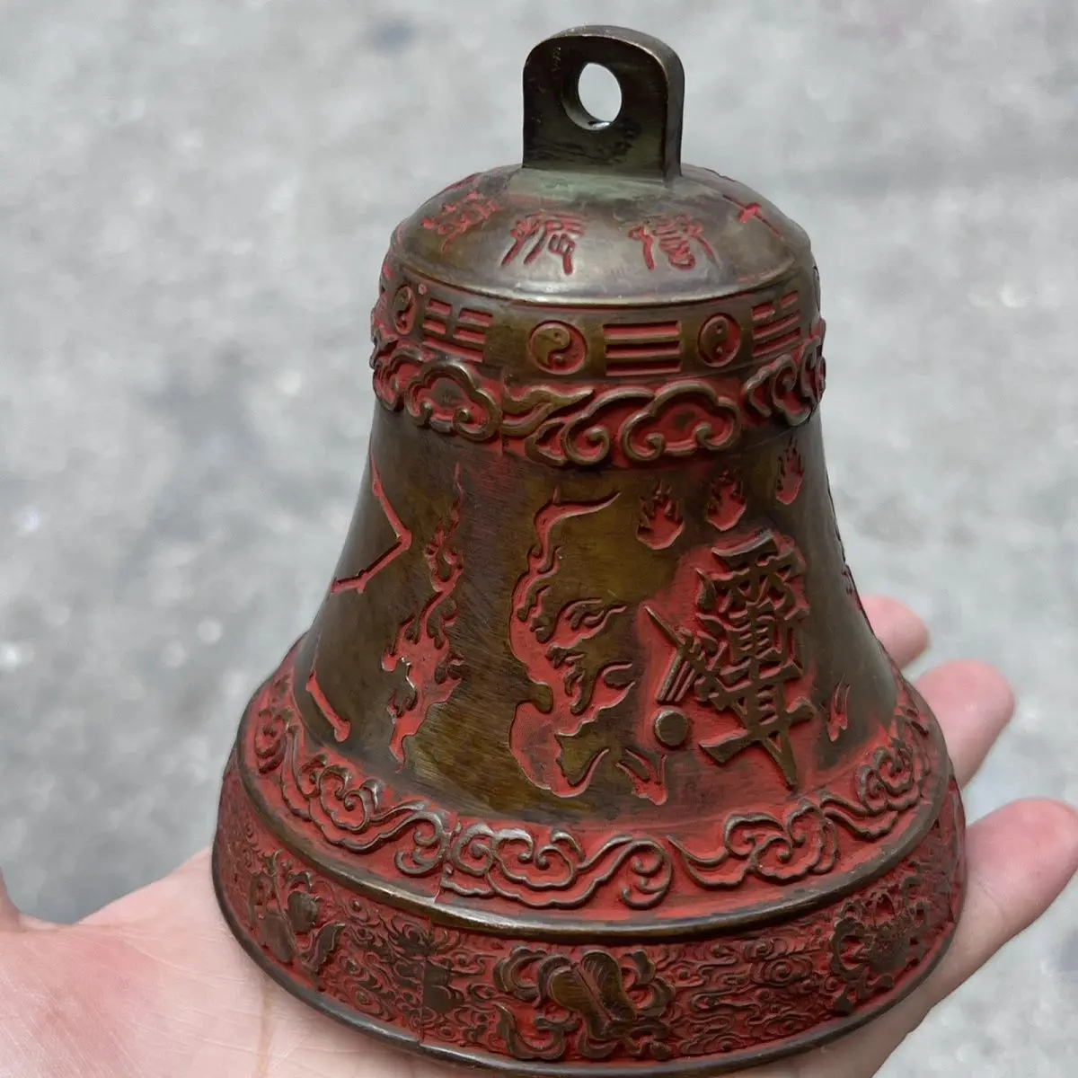 Tibet Tibetan Bagua bell pure copper bagua tai chi bell Statue Ornament Home Office Cabinet Deco Desktop Decor Figurines