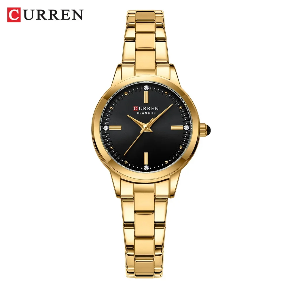 CURREN-Women\'s Simple Dial Wristwatch, Elegant and Charming Bracelet Quart Watches for Lady, Fashion Brand