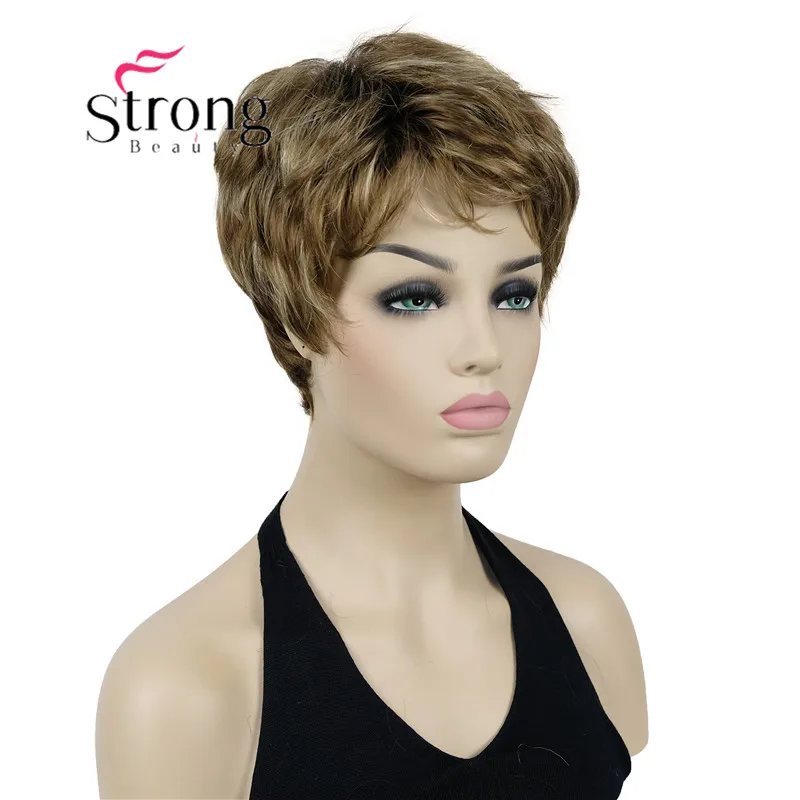 StrongBeauty Very Short Brown Wig for Women Straight synthetic Women's Wig for Everyday COLOUR CHOICES