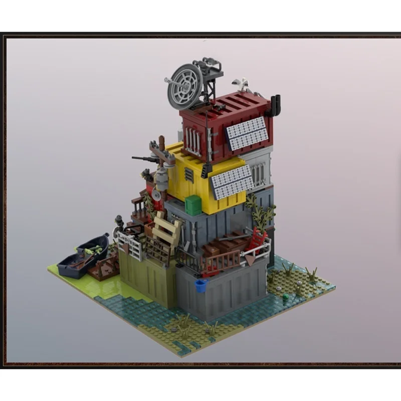 2184pcs MOC Post Apocalyptic Survivors Base On Docks Castle Model Toys Building Blocks Construction Christmas Gifts Display