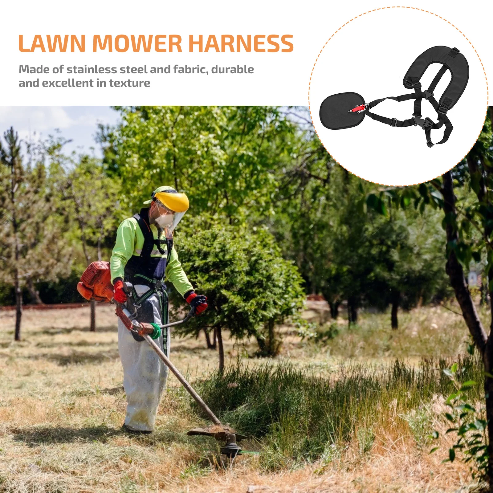 

1pc Garden Grass Trimmer Shoulder Belt Padded Double Harness Strap Brush Cutter Adjustable Stainless Steel Cloth Universal