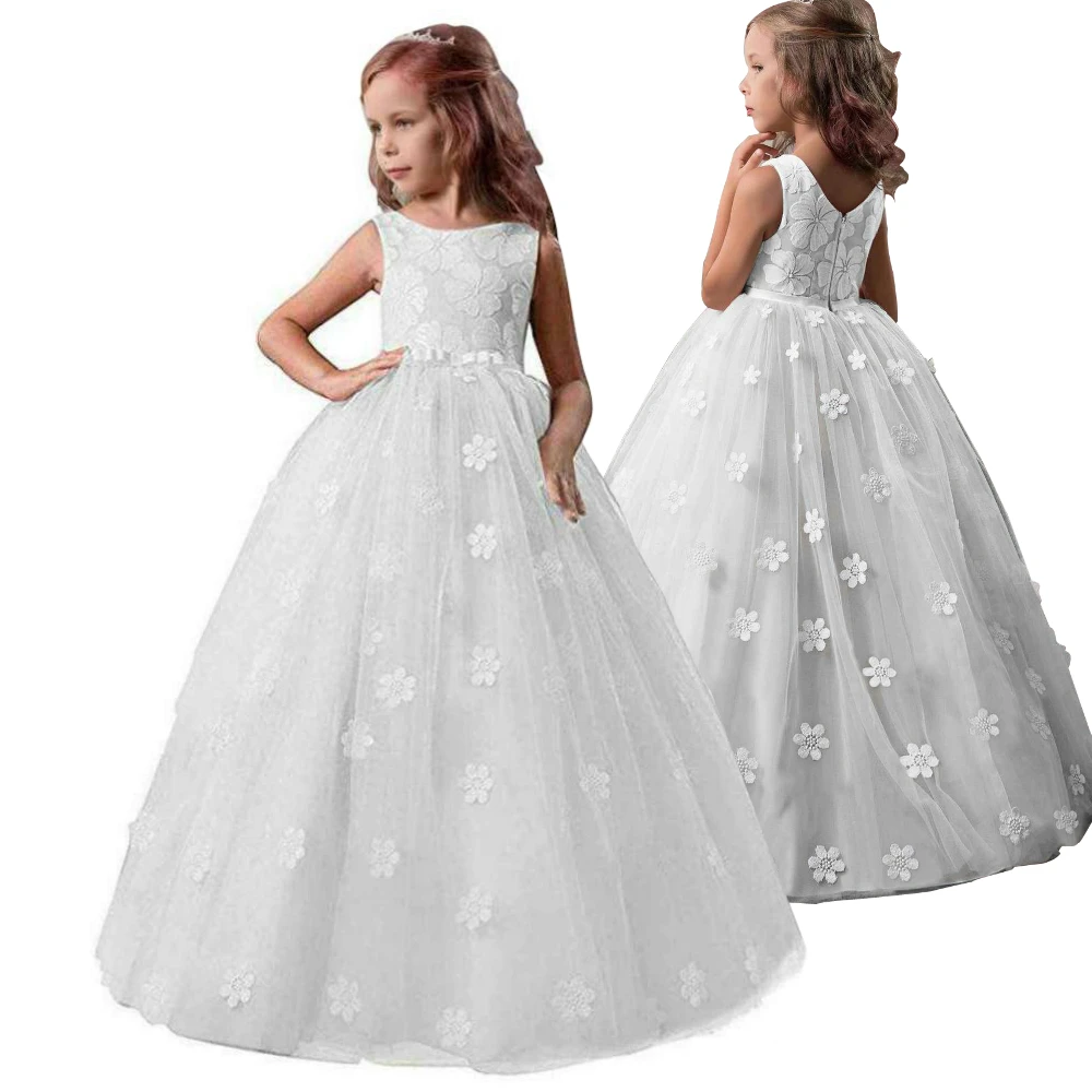 Hot Selling 110-160 Height Girls vestidos de niña 10 a 12 años elegante bridesmaid dresses  Ankle-Length Mesh robe fille enfant