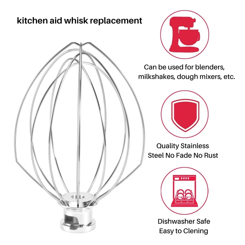 Wire Whip Attachment For Tilt-Head Stand Mixer For Kitchenaid K5AWW 5 Quart KSM50, KSM5 Egg Cream Stirrer Accessories