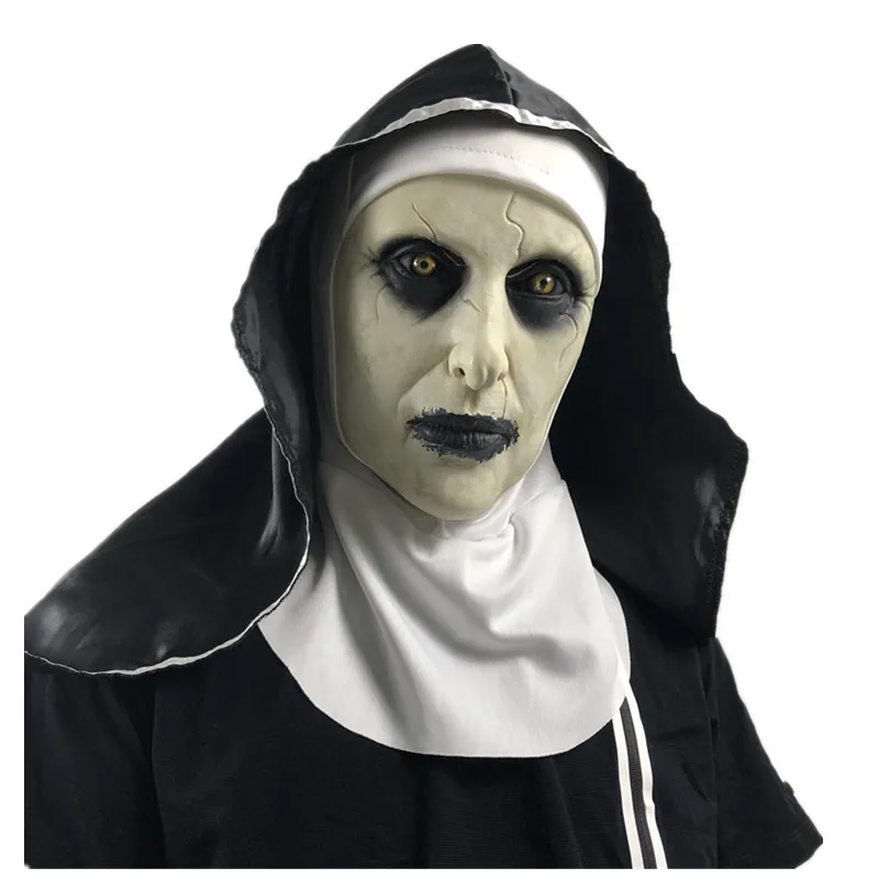 

The Nun Mask,Scary Latex Halloween Mask Horror Full Head Mask with Headscarf, The Nun Dressup Cosplay Costume Masks