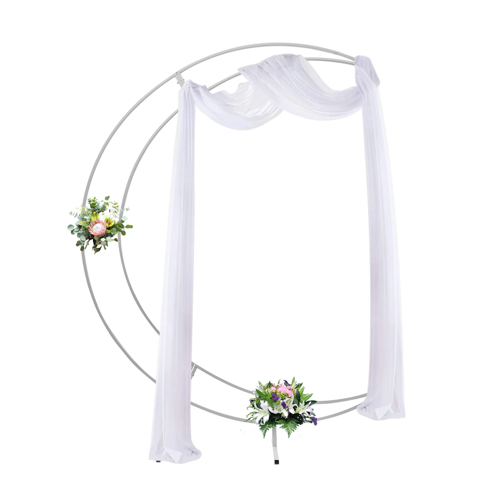 Metal Crescent Moon Wedding Arch Stand 7 FT. Curved Flower Balloon Frame Party Background Decoration