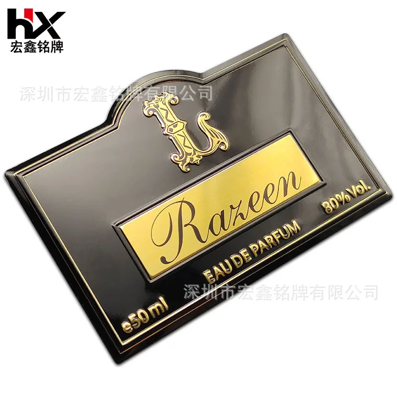 Custom. Perfume Aluminum Make Cosmetics Metal Label Aromatherapy Metal Sticker Candle Cup Sign Radian Hardware