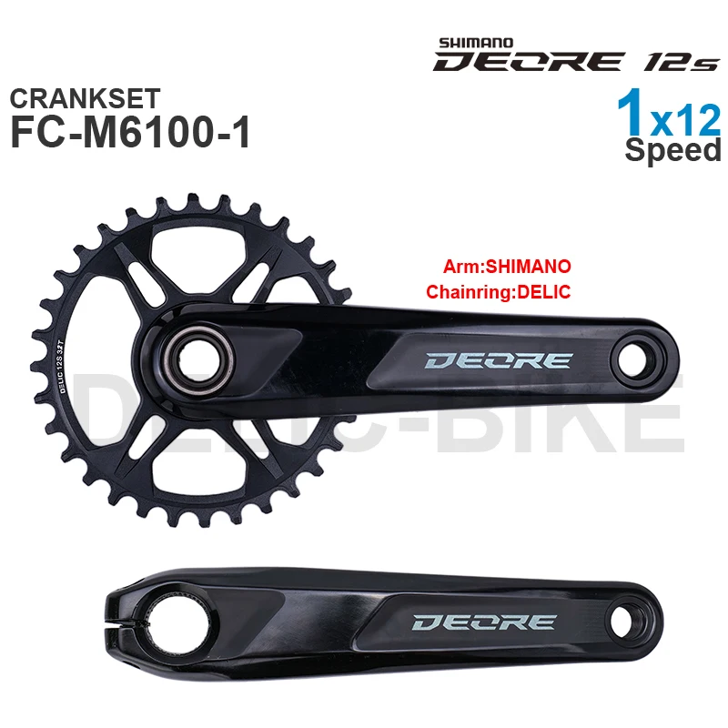 

SHIMANO DEORE FC-M6100-1 FC-M6120-1 MTB Crankset with DELIC Chainring 32 34 36T 1x12-speed