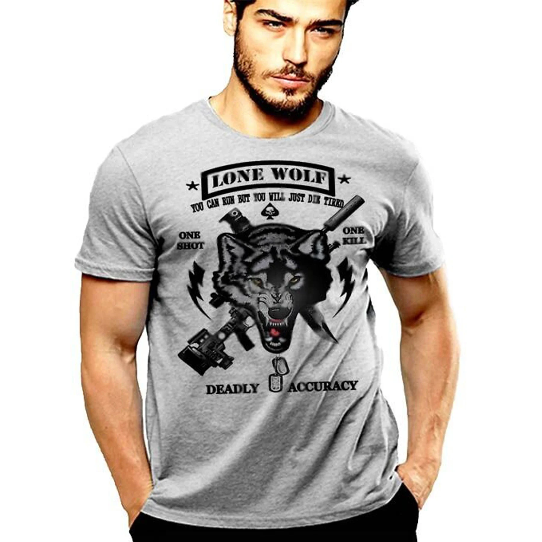 One Shot One Kill, Deadly Accuracy. Army Lone Wolf Sniper T-Shirt. Summer Cotton Short Sleeve O-Neck Mens T Shirt New S-3XL