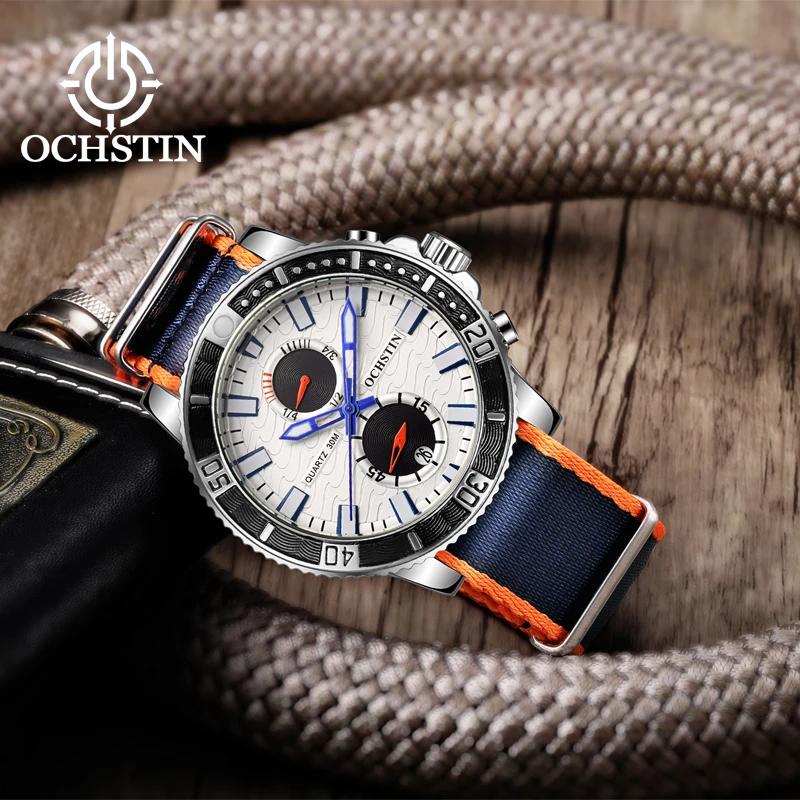 OCHSTIN Man Quartz Movement High Quality Nylon Wristwatch Men's Creative Nylon Collection Waterproof Calendar Fashion Clock