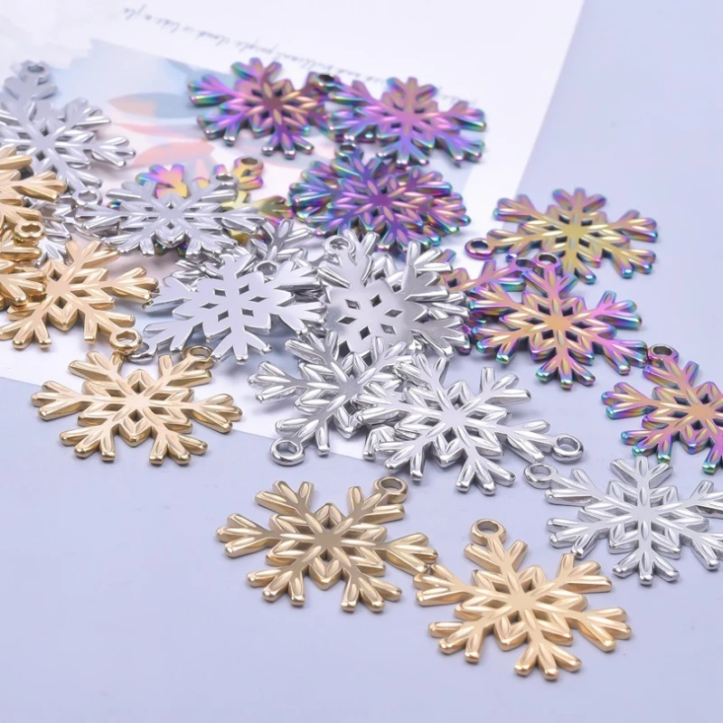3Pcs Stainless Steel Snowflake Charms European Style DIY Jewelry Making Accessories Minimalist Pendant Supplies