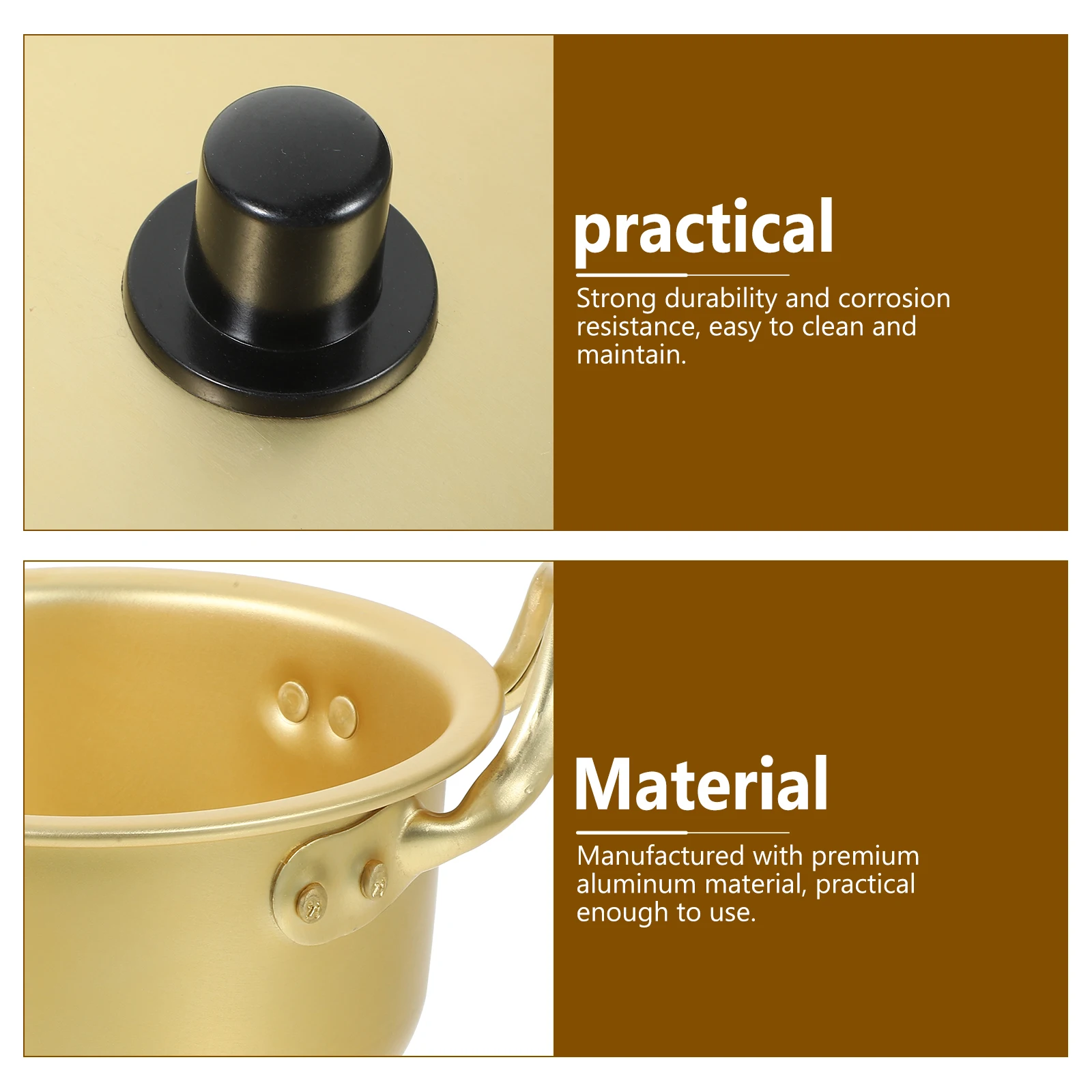 

Double Handle Aluminum Ramen Pot Small Hot Pot Corrosion Resistant Easy Clean Anti Scald Golden Kitchen Cookware Grill