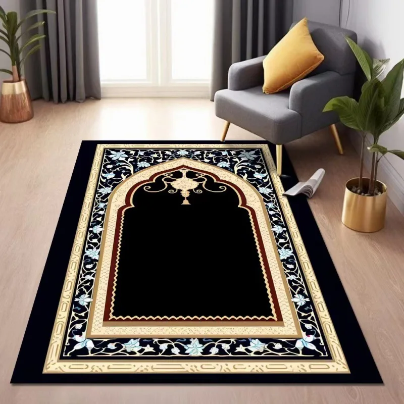 Vikama Ethnic Style Worship Carpet Crystal Velvet Kneeling Mat Non-Slip Wear Resistant Prayer Carpet Home Decoration