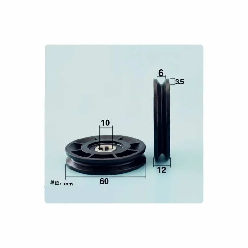 1Pc 10x60x12mm M8 screw thread rolling bearing 6200 plastic coated nylon elevator wheel hanging door wheel hanging wheel