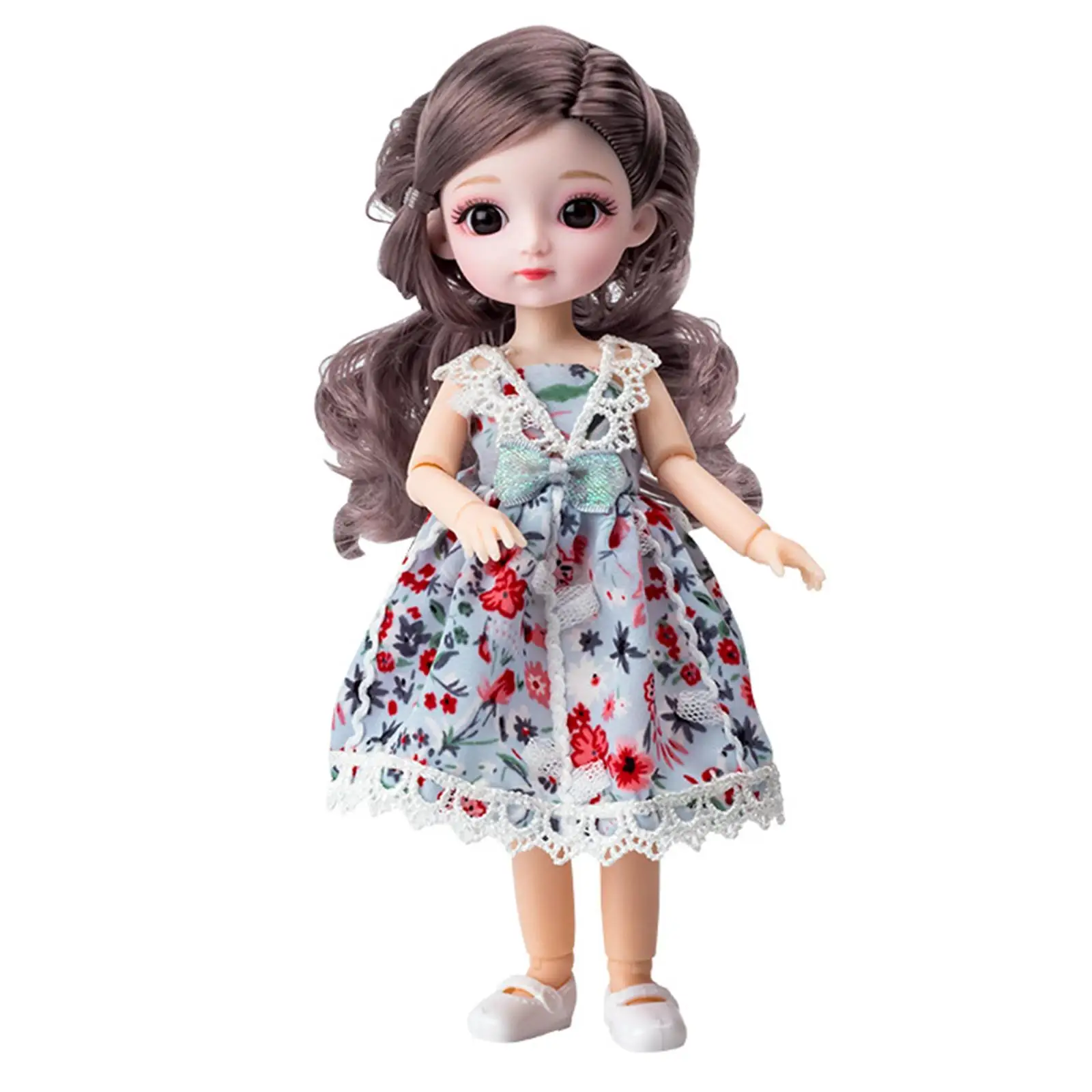 Spiel puppe Spielzeug, Kugelgelenk Puppe mit Kleid und Schuhe Set, Make-up Mode Puppe Dress Up Accessoires, für Mädchen Weihnachten 20cm