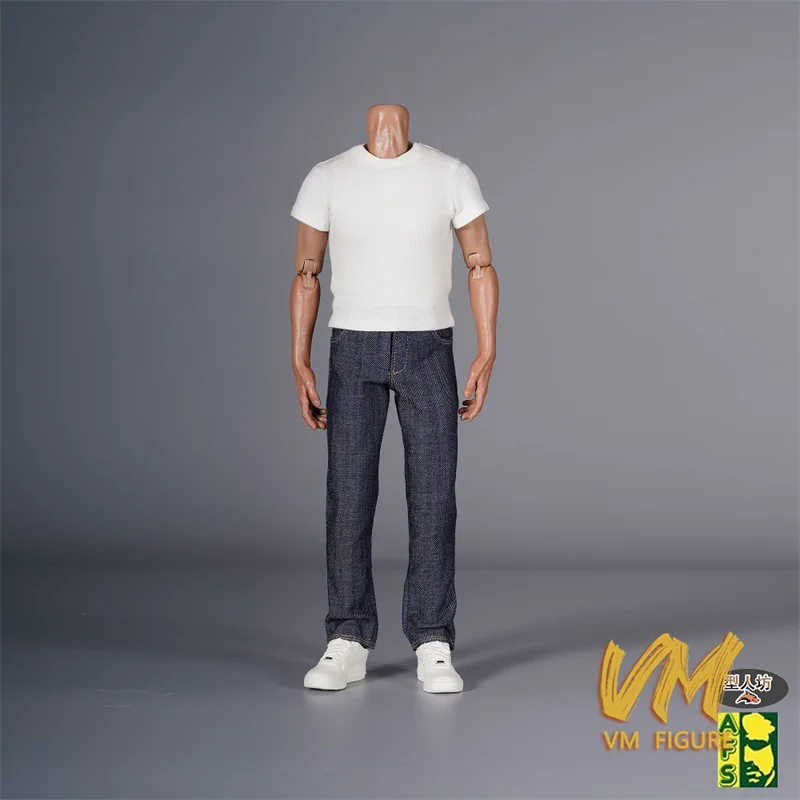 1/6 Męski strój rekreacyjny: marynarka, podkoszulek, jeansy, regulowany pasek, buty, ubrania, model pasujący do 12-calowych figurek żołnierzy i lalek.