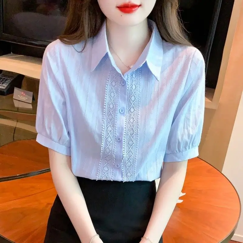 

Pure Cotton Professional White Shirt for Women Short-sleeved Summer New Women's Fashionable Cotton Shirt Fashionable Top