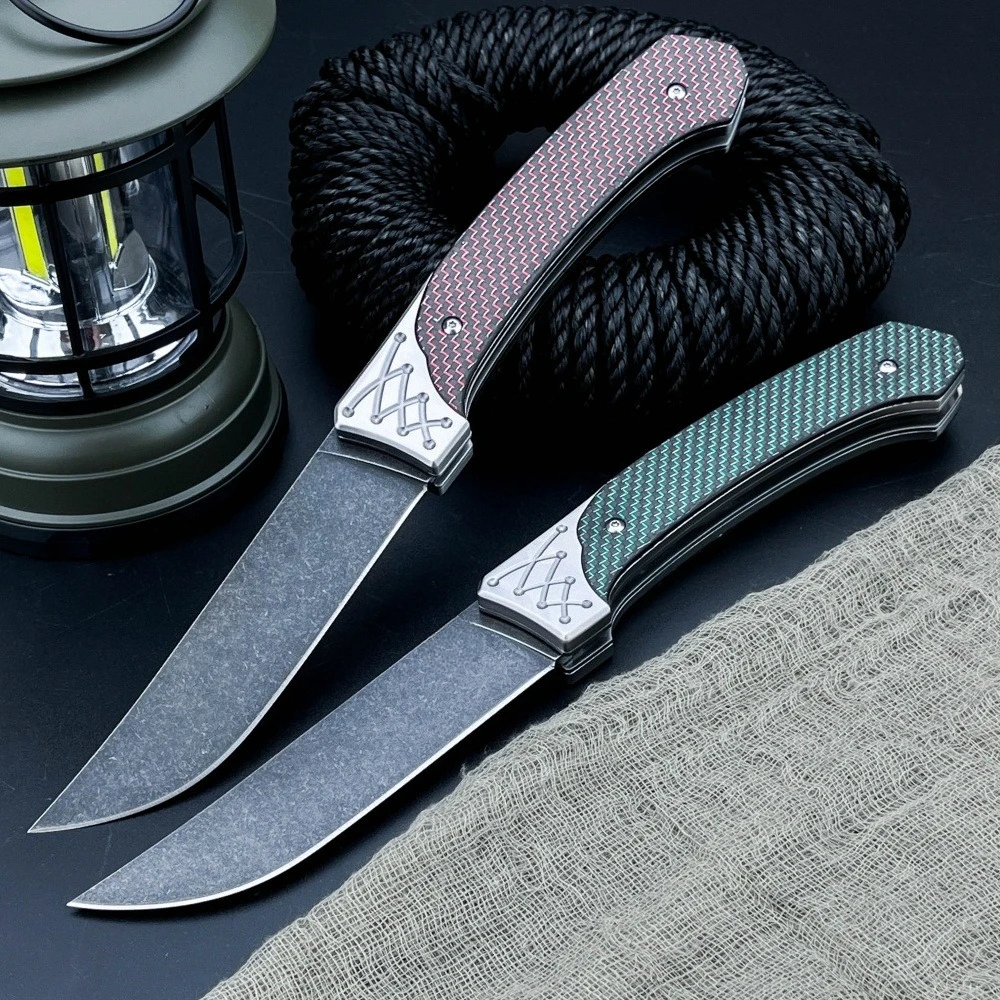 

New Style Outdoor Tactical Knife EDC Pocket Knife D2 Blade Carbon Fiber Handle Lightweight Durable Knives Folding Knife
