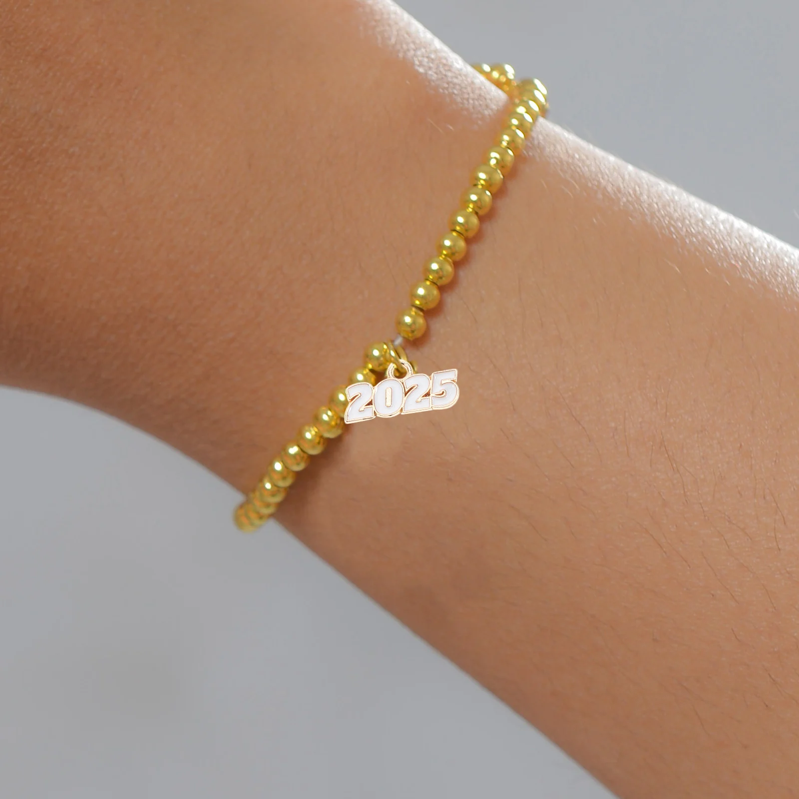 

100pcs 2025 Gold Tassel Year Charm Souvenir Pendant Bracelet Connector Key Chain Accessories Diy Jewelry Making Durable Alloy