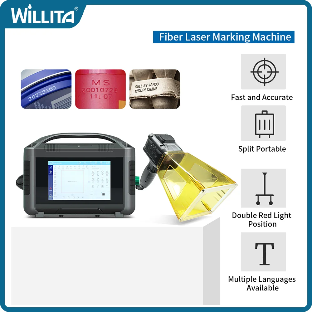 Willita Handheld Laser Printer Portable Printing Machine Text Logo Date Barcode QR Code Graphics 20w 30w Metal Engraving Office