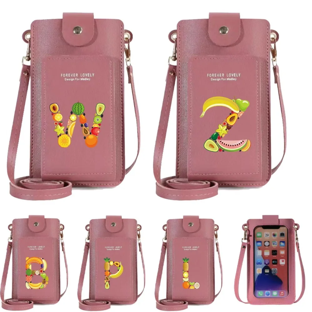 

Серия с фруктами и буквами, простые портативные женские сумки, сумка для мобильного телефона, держатель для карт, сумка через плечо, универсальные кошельки