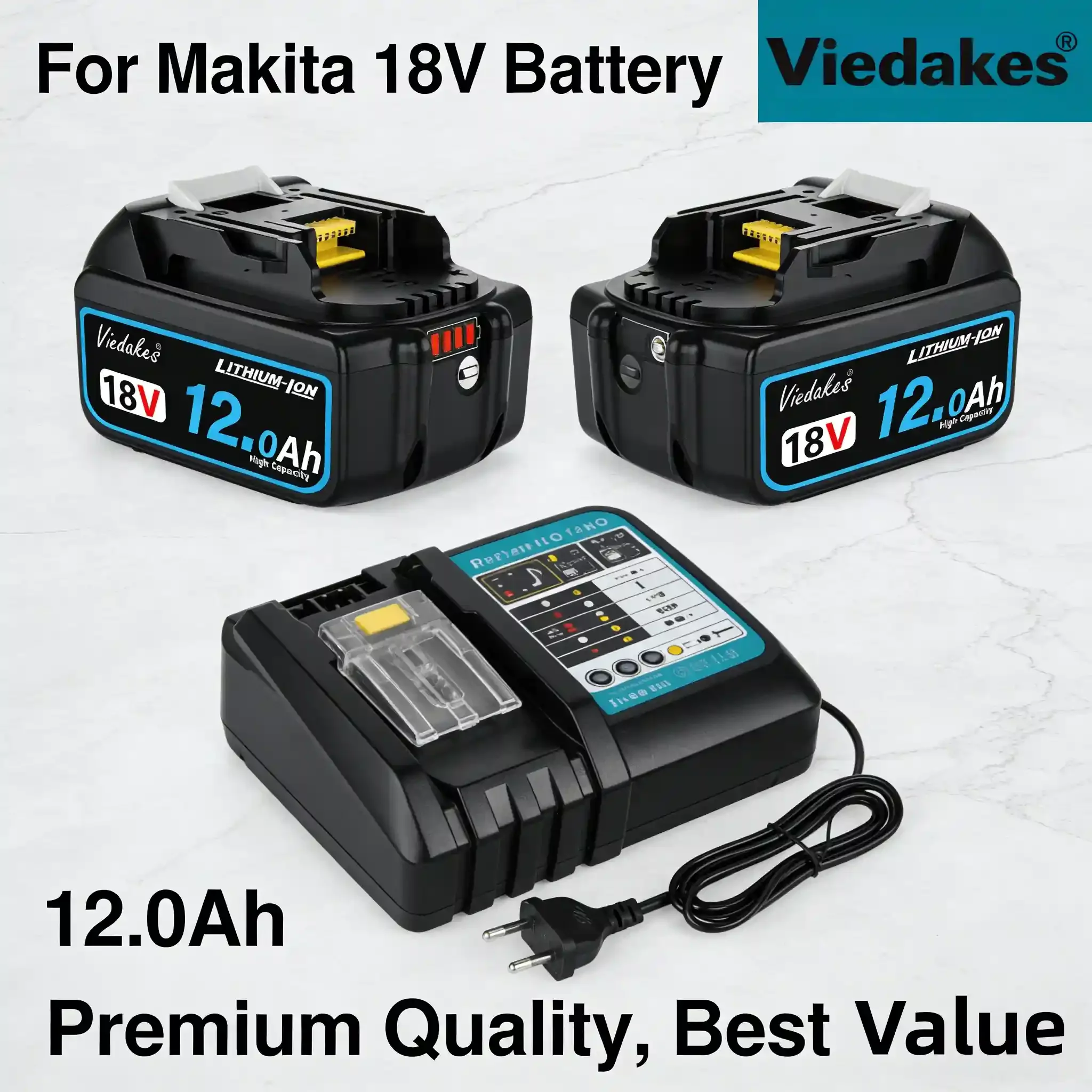 

VIEDAKES 18V 5.0Ah Battery Pack for Makita 18V Battery BL1850B BL1860B BL1830B Cordless Drill